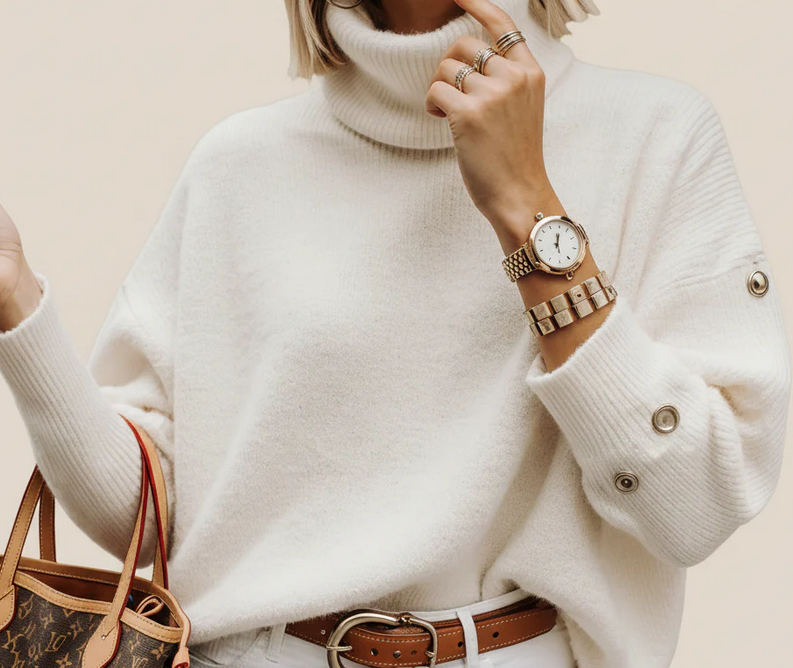 Nabalu Elegant classy knit turtleneck sweater