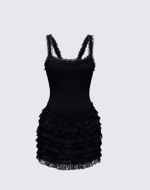 Finesse Amira Ribbed Ruffle Mini Dress