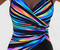 Nabalu Marivelle | Women’s Ruched Striped One-Piece Swimsuit
