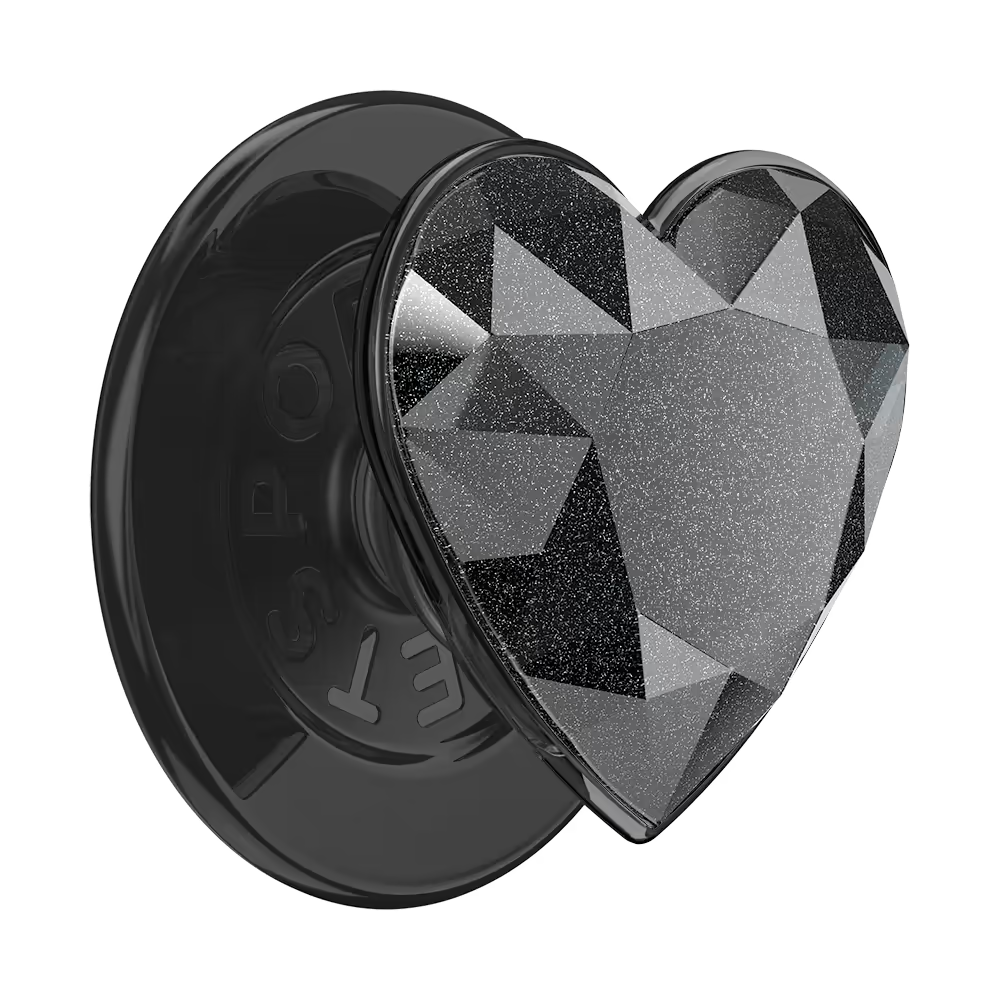 PopSockets Crystal Heart Black Glitter - MagSafe PopGrip