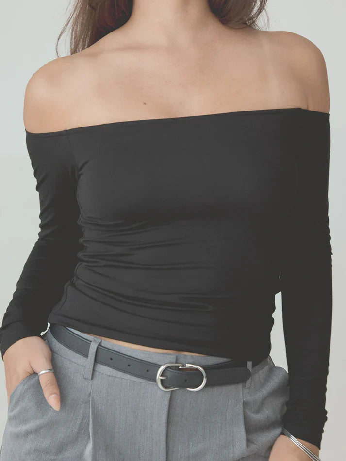 Klassy Off The Shoulder Braless Long Sleeve