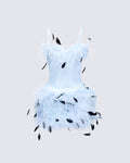 Meadow Feather Backless Mini Dress