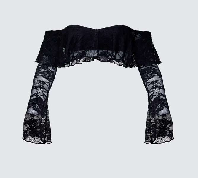 Finesse Rina Lace Ruffle Bandeau Top