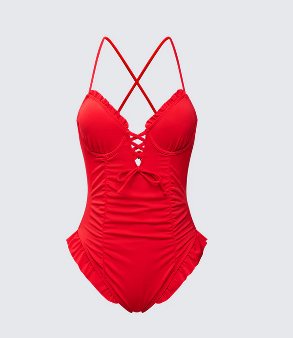 Finesse Dimah Ruched Frill Swimsuit