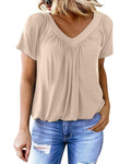 Nabalu Elowyn | Women’s V-Neck Short Sleeve Relaxed Blouse 1