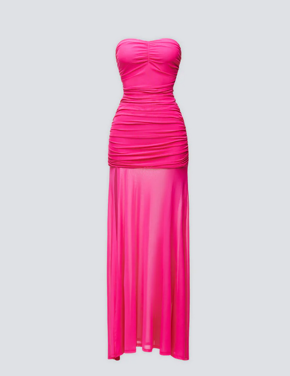 Finesse Zea Ruched Mesh Maxi Dress