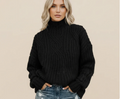 Nabalu Elegant Cable Knit Turtleneck Sweater