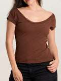 Klassy Lace Cotton Scoop Short Sleeve