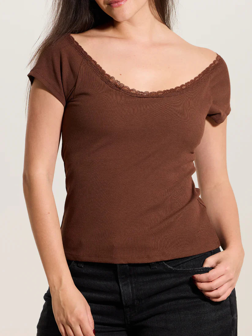 Klassy Lace Cotton Scoop Short Sleeve