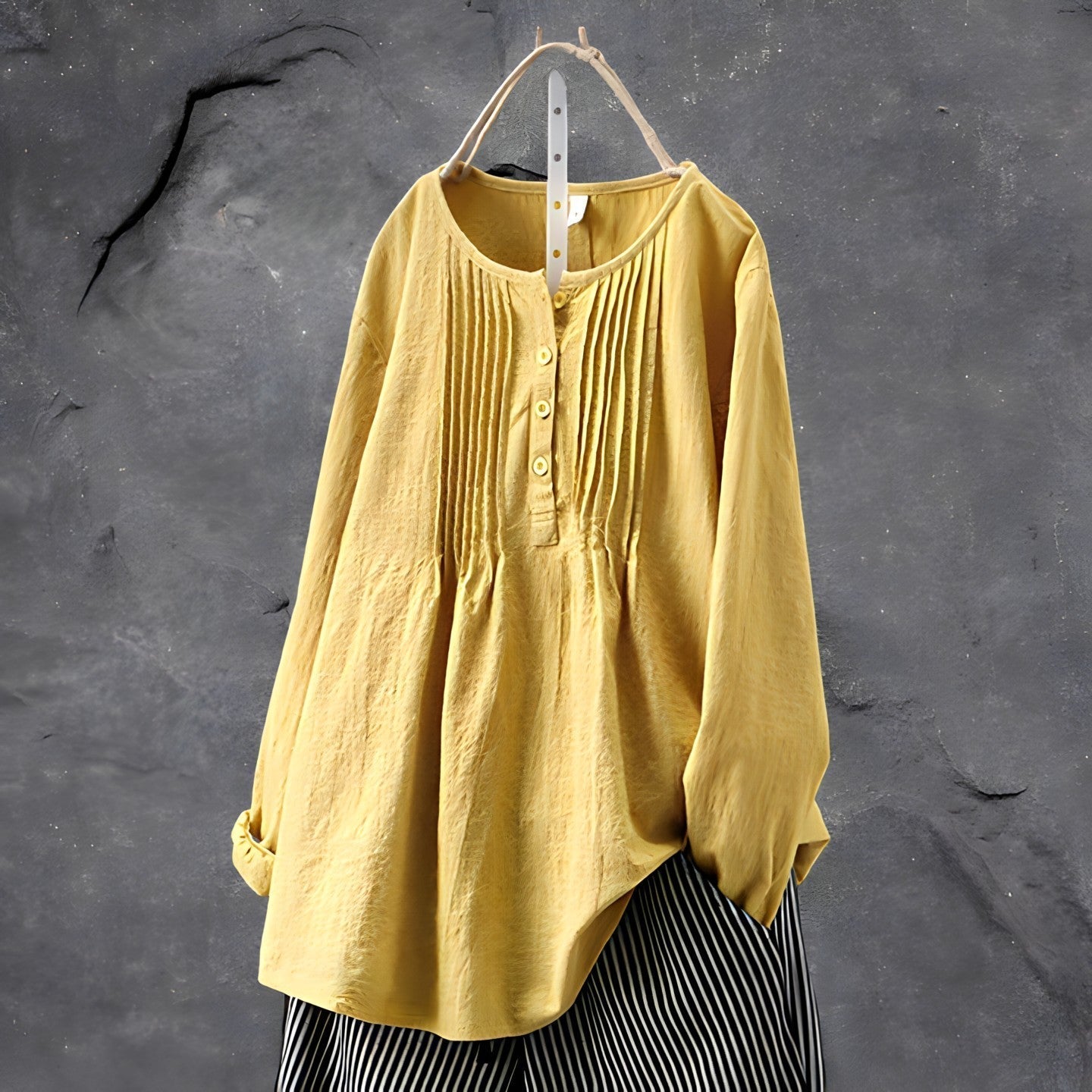 Nabalu Marcelline | Women’s Pleated Button Front Relaxed Blouse