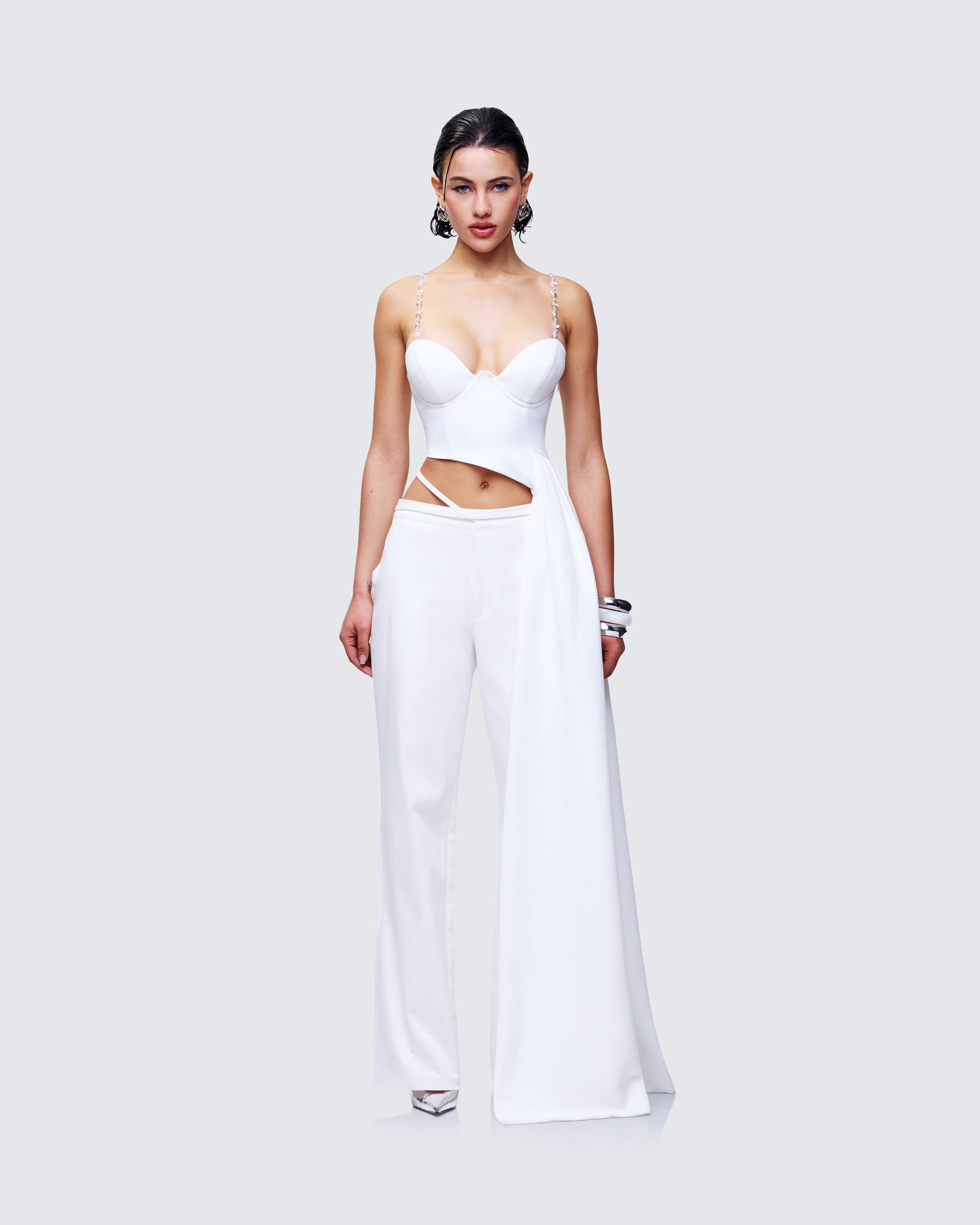 Bellamy White Asymmetric Detachable Strap Top