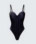 Finesse Cinderella Mesh Detachable Strap Bodysuit