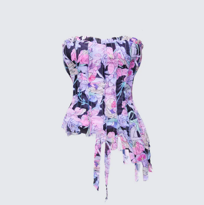 Finesse Claudette Chiffon Asymmetric Corset Top