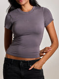 Klassy Crew Neck Braless T-Shirt 1
