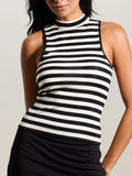 Klassy Striped Mock Neck Tank