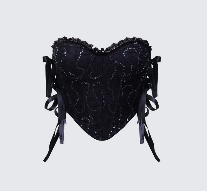 Finesse Cinday Sequin Side Tie Corset