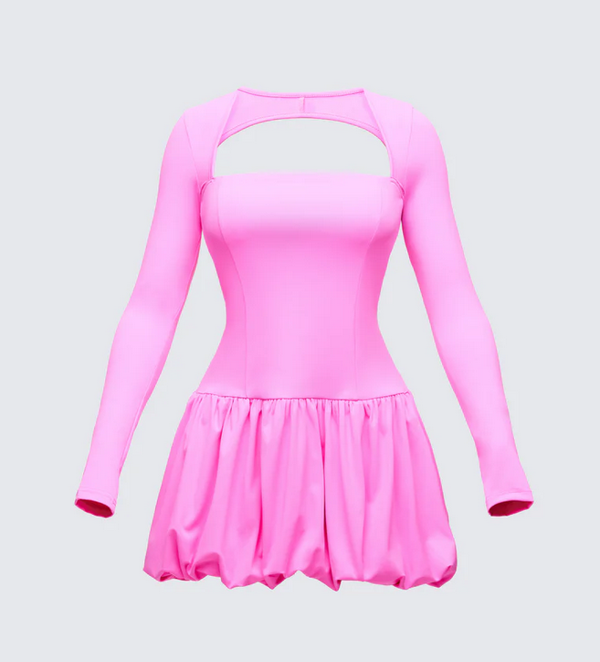 Finesse Pili Drop Bubble Hem Micro Mini Dress