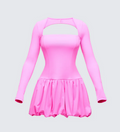Finesse Pili Drop Bubble Hem Micro Mini Dress
