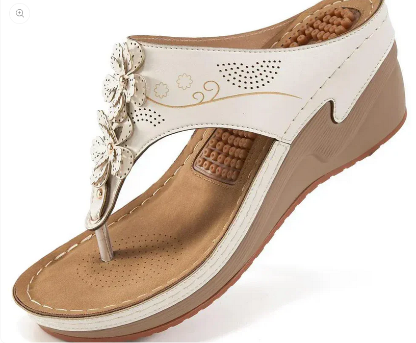 Nabalu Susan | Women’s Orthopedic Wedge Flip Flops with Floral Detail