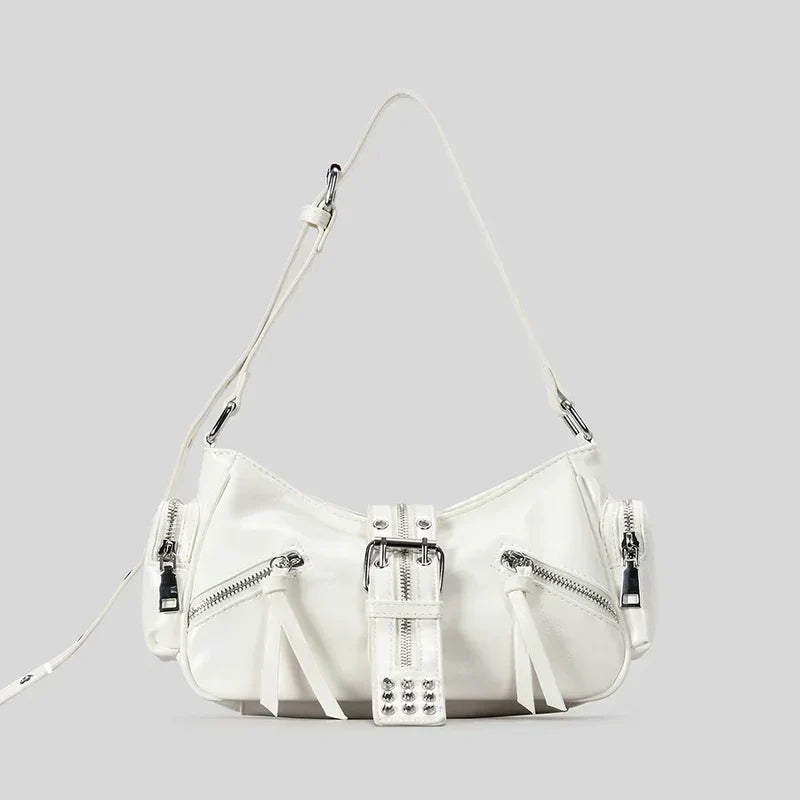 Mermaid Way Ravix Rivet Multi-Zipper Shoulder Bag