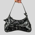 Mermaid Way Noxen Vintage Leather Rivet Shoulder Bag