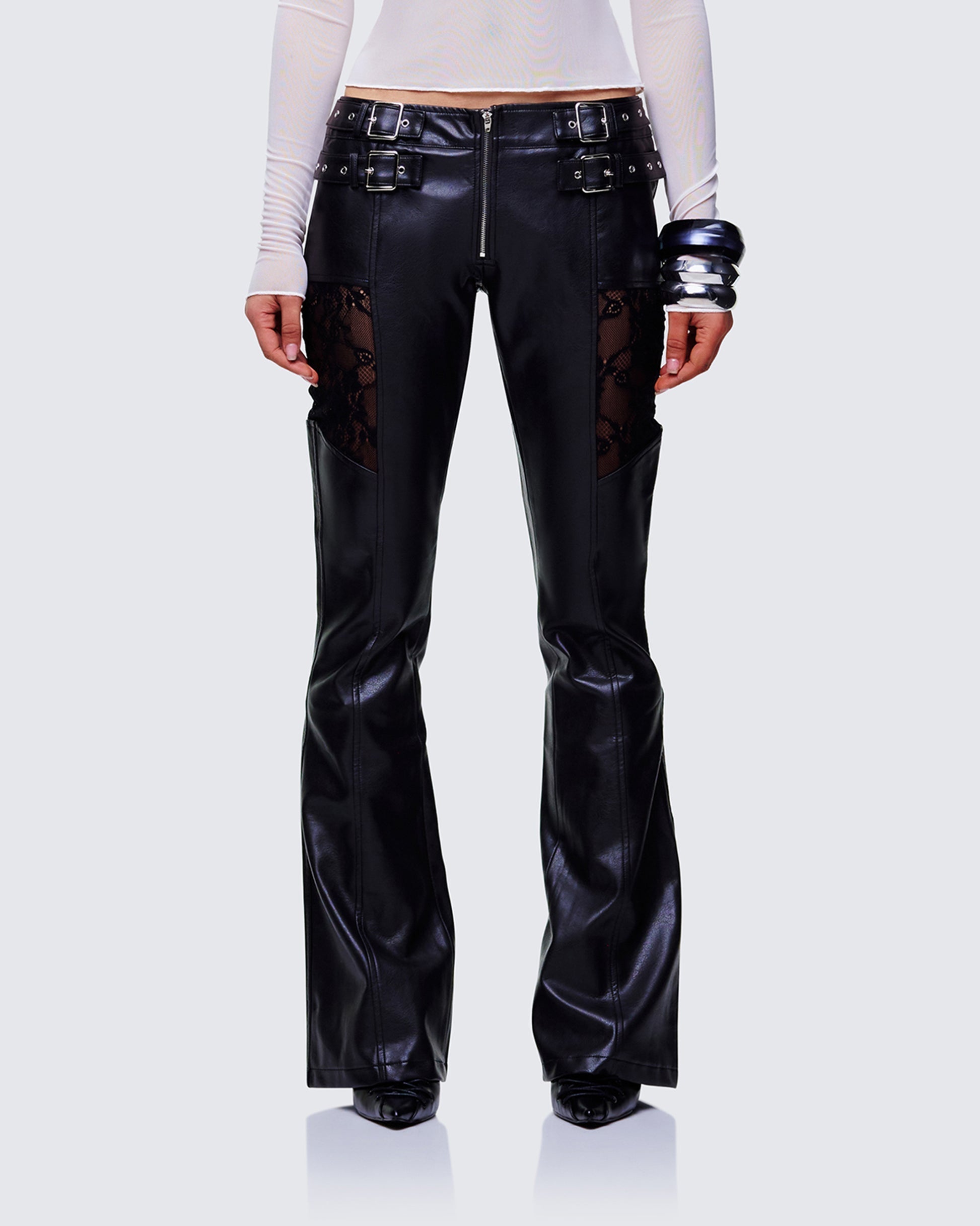Finesse Vyra Black Vegan Leather Pants