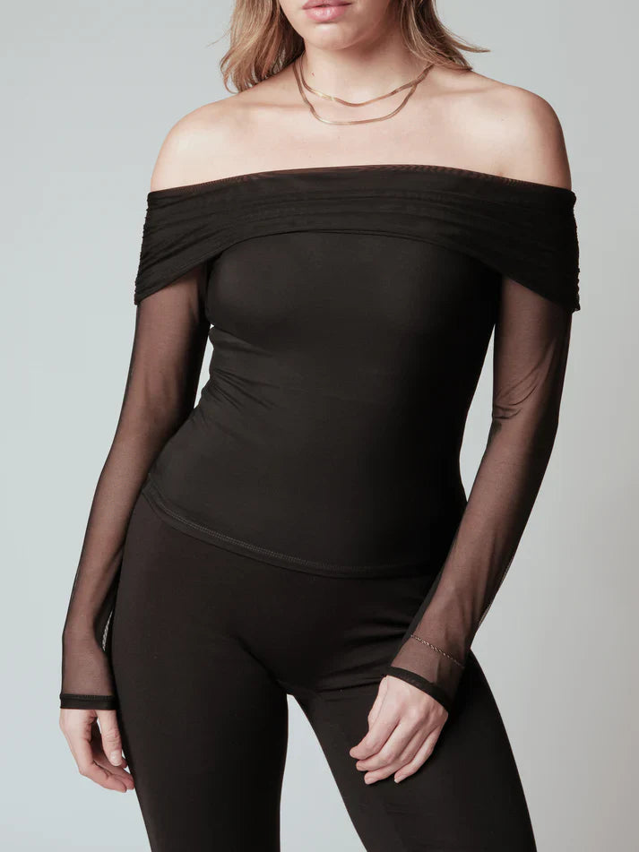 Klassy Mesh Fold Over Long Sleeve