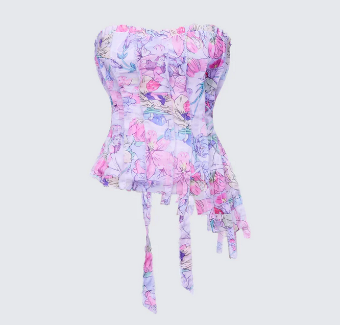 Finesse Claudette Printed Chiffon Corset Top