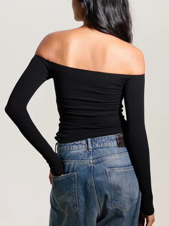 Klassy Ribbed Off The Shoulder Brami