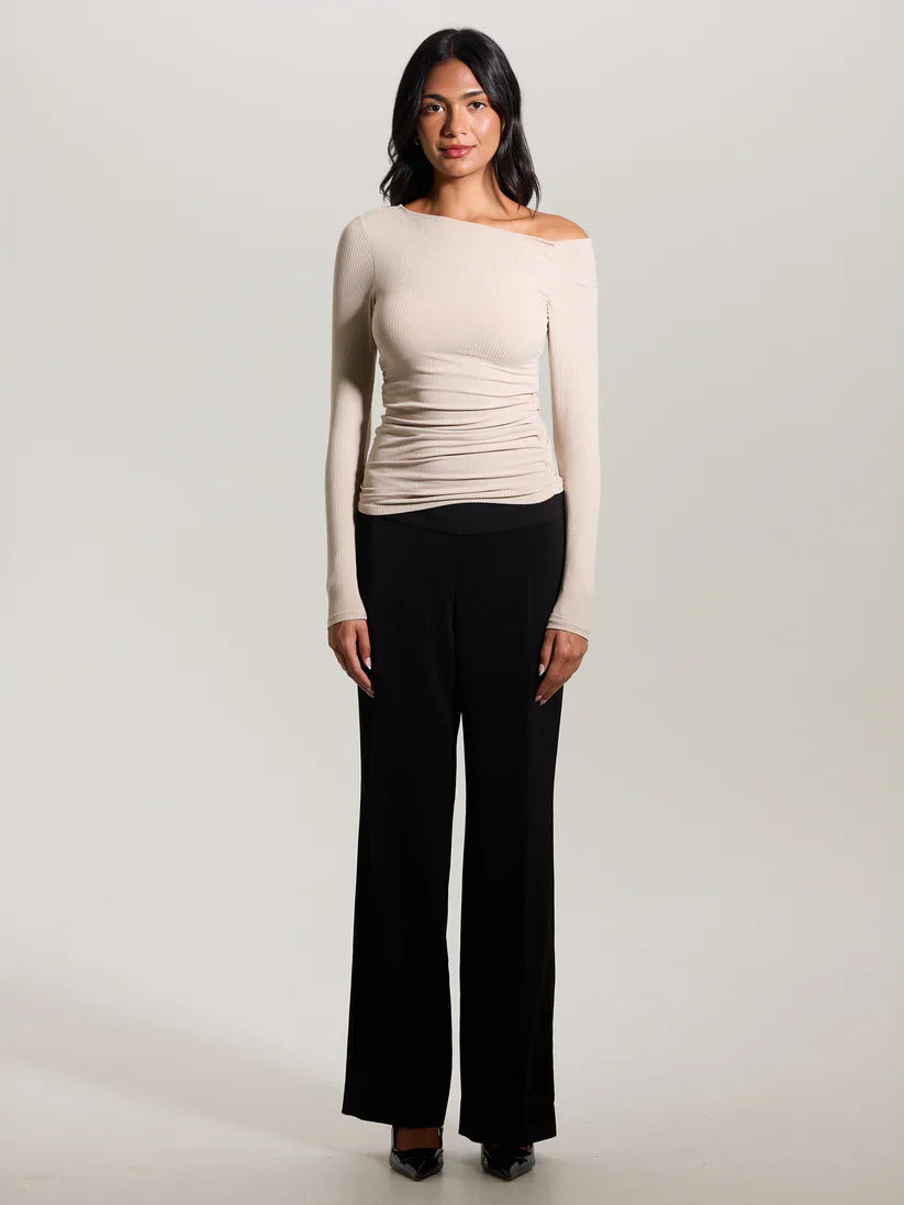 Klassy Ruched Asymmetric Long Sleeve