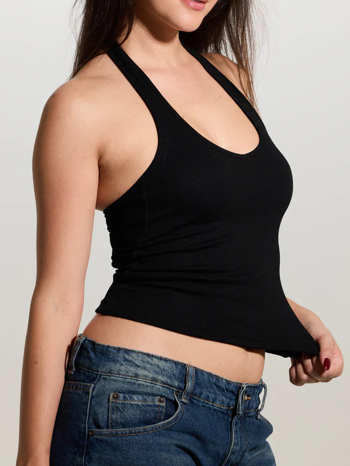 Klassy Ribbed Halter Brami