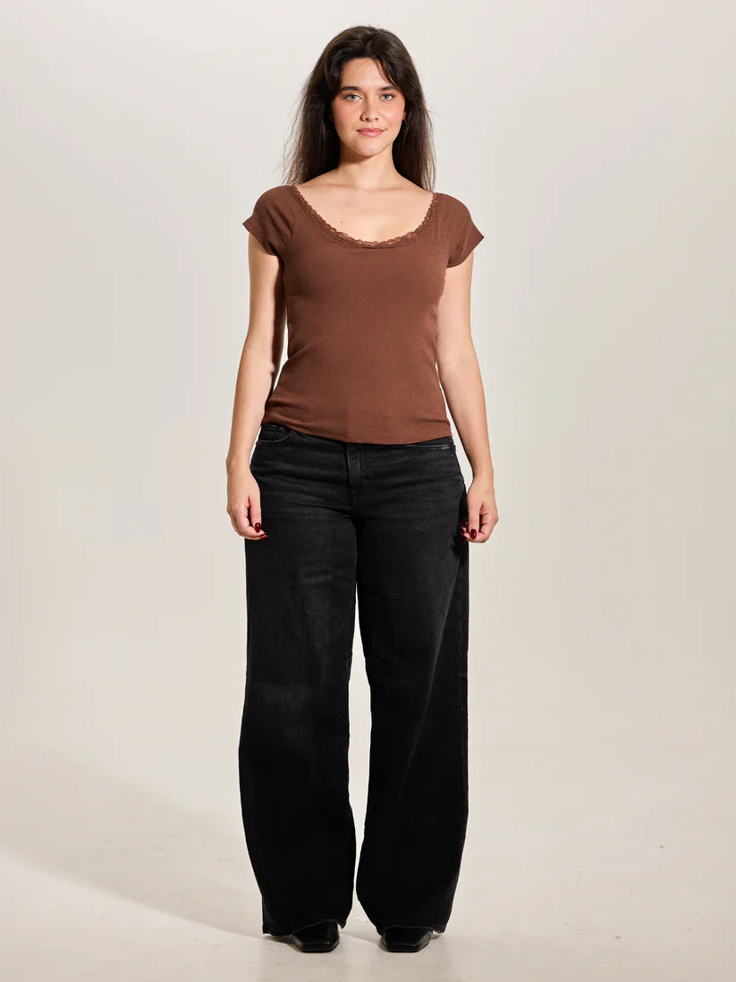 Klassy Lace Cotton Scoop Short Sleeve