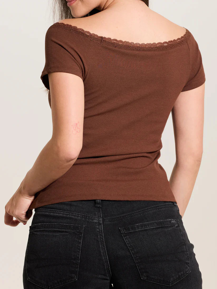 Klassy Lace Cotton Scoop Short Sleeve