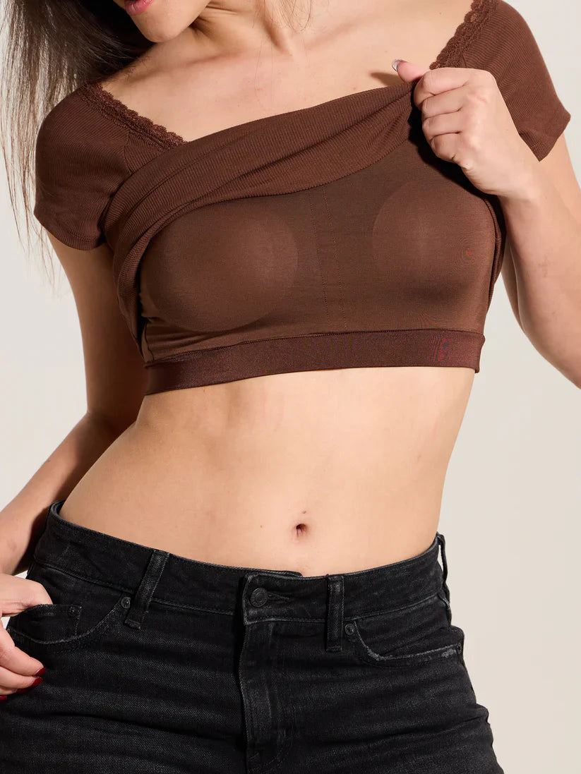 Klassy Lace Cotton Scoop Short Sleeve