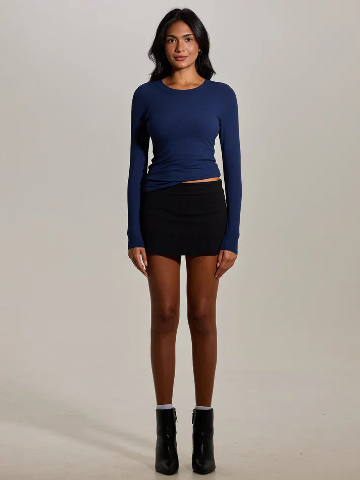 Klassy Ribbed Crew Neck Long Sleeve