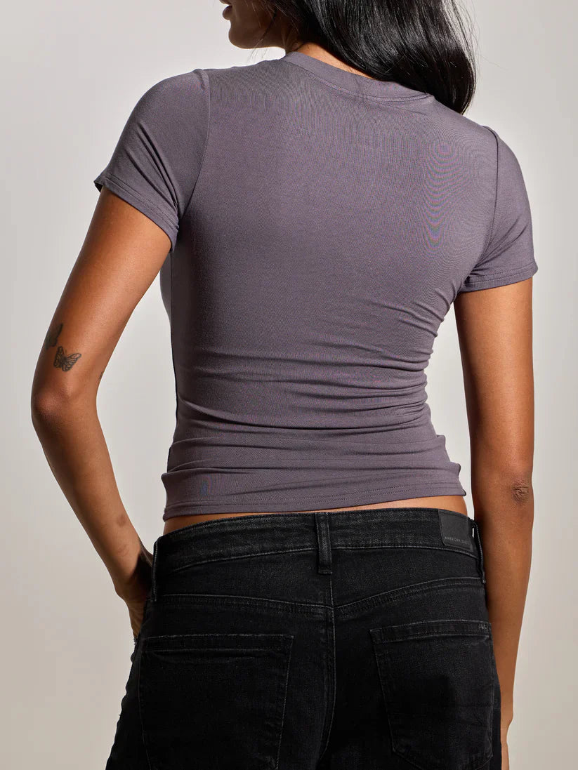 Klassy Crew Neck Braless T-Shirt 1