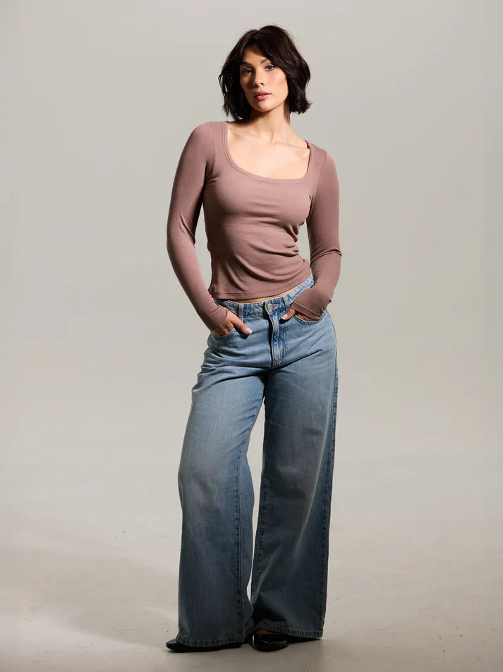 Klassy Bamboo Long Sleeve Scoop Neck Brami (Full Length)
