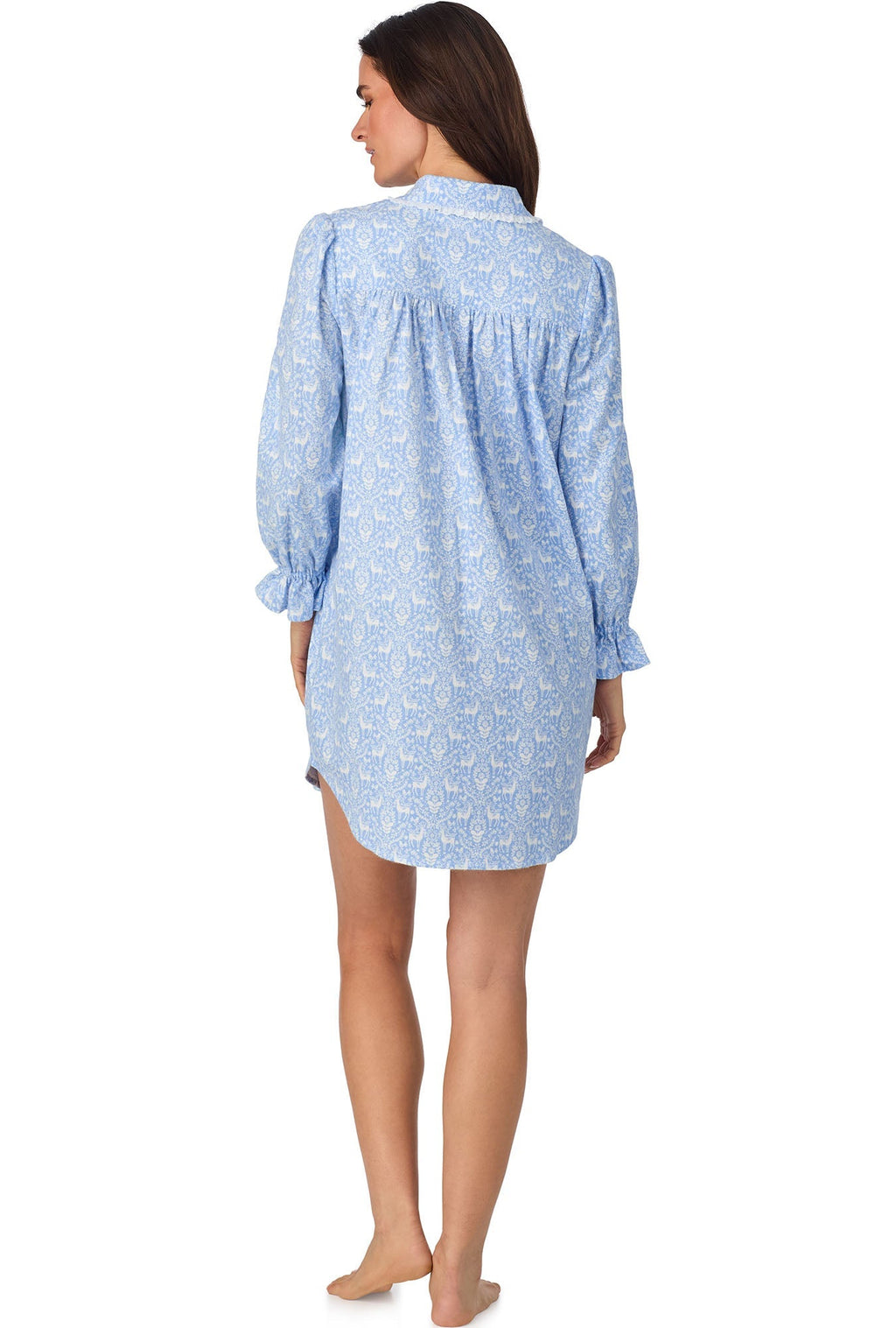 Lanz of Salzburg Women's Blue Nordic Tyrolean Flannel Nightshirt