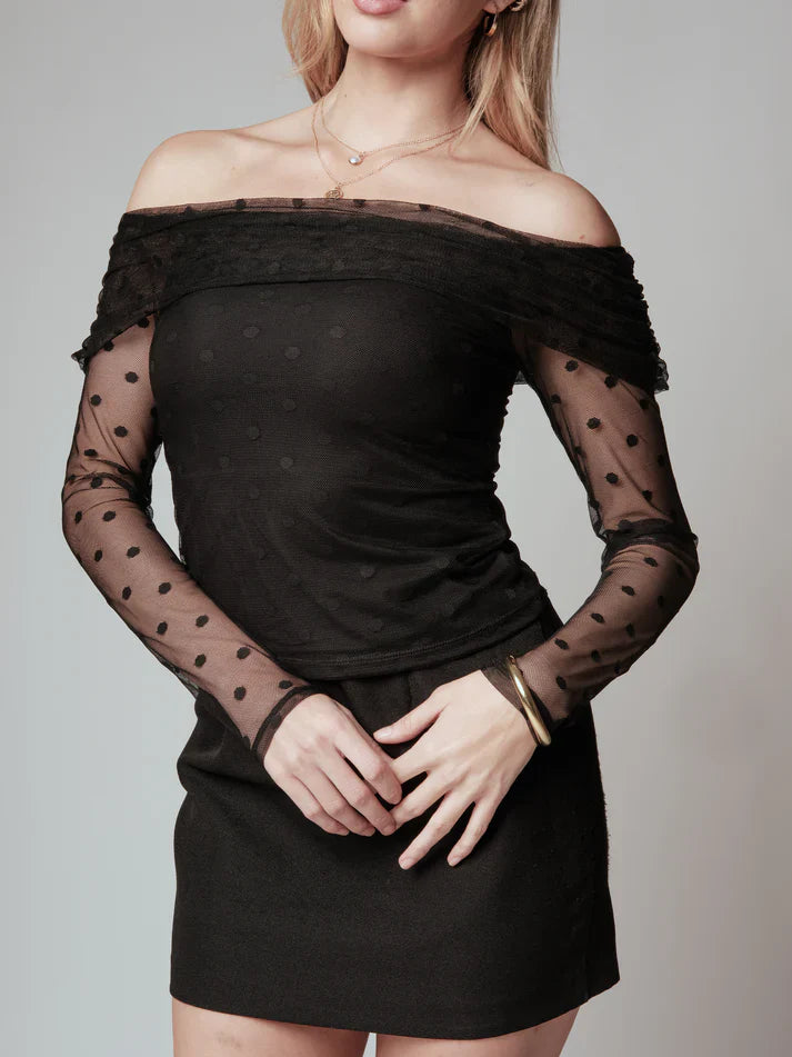 Klassy Mesh Fold Over Long Sleeve