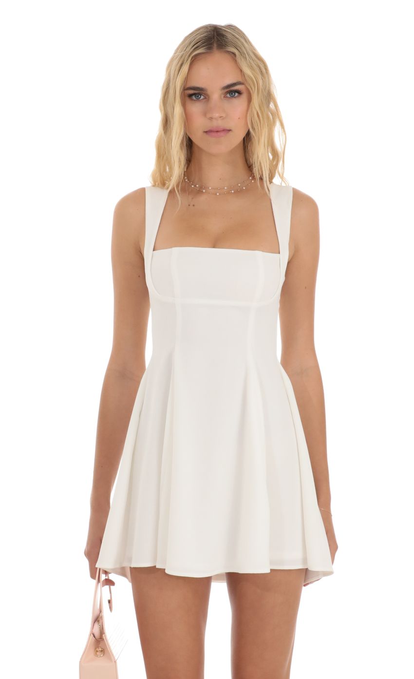 Lucy In The Sky Back Bow Fit and Flare Dress in Ivory