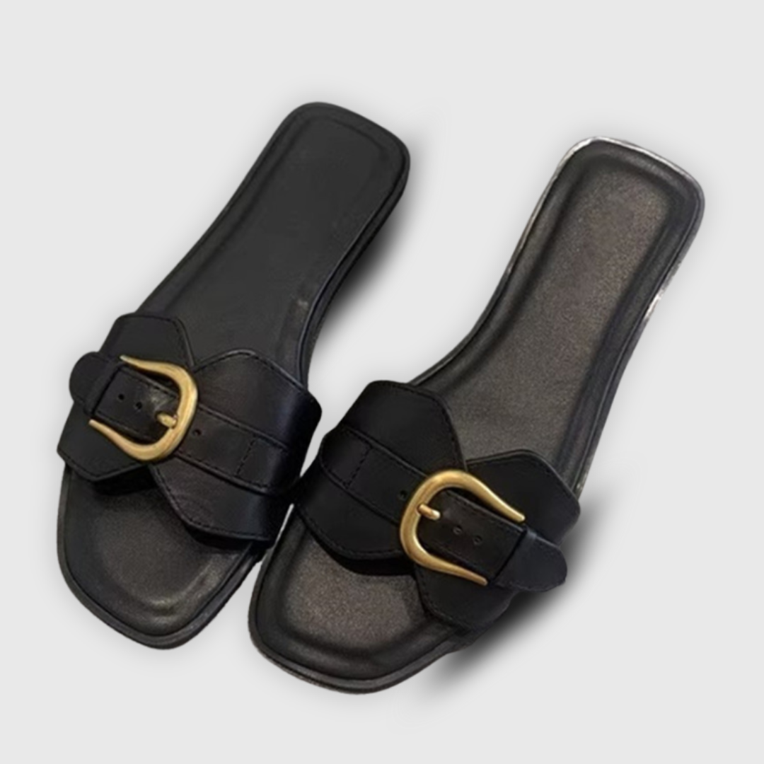 Nabalu Buckle Strap Flat Sandals – Casual Summer Slides for Women