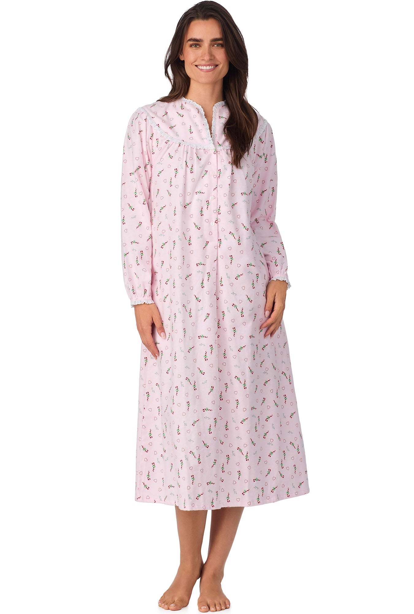 Lanz of Salzburg Women's Candy Canes Flannel Gown