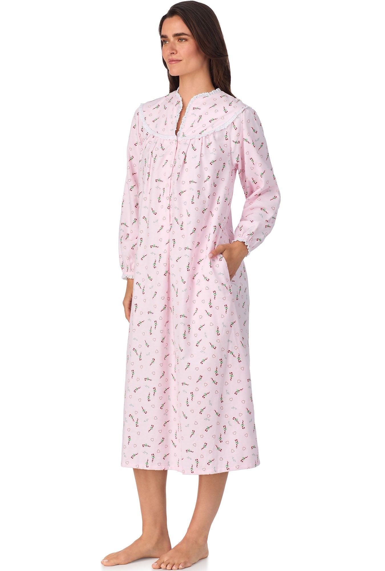 Lanz of Salzburg Women's Candy Canes Flannel Gown