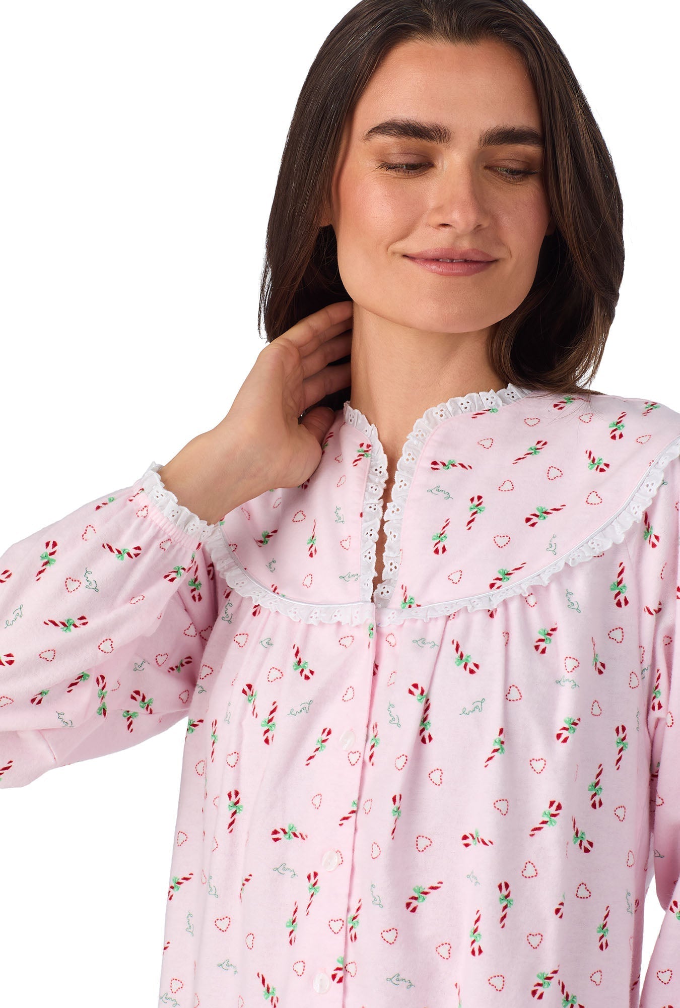 Lanz of Salzburg Women's Candy Canes Flannel Gown