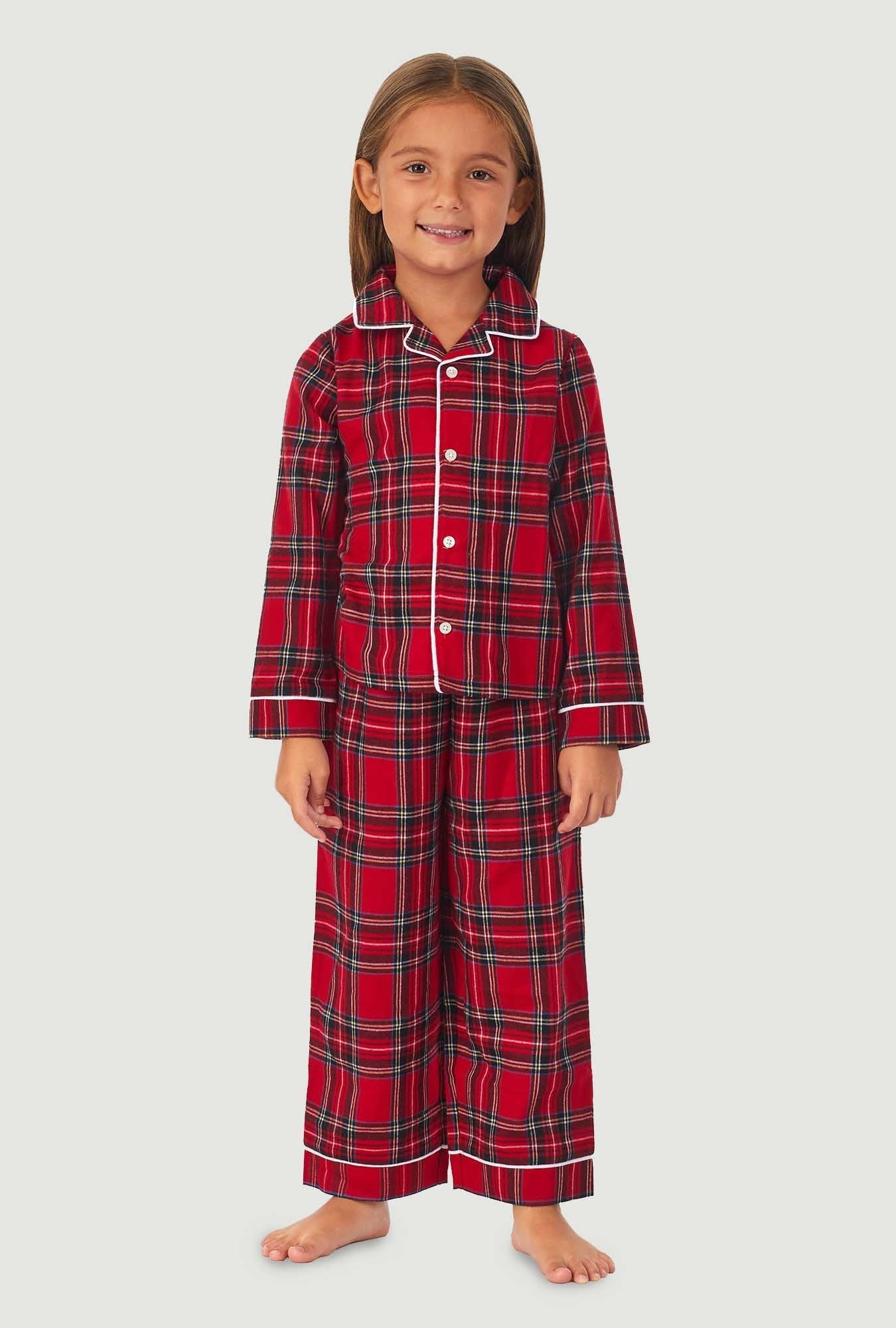 Lanz of Salzburg Kid's Unisex Toddler & Kids Red Tartan Pajama Set