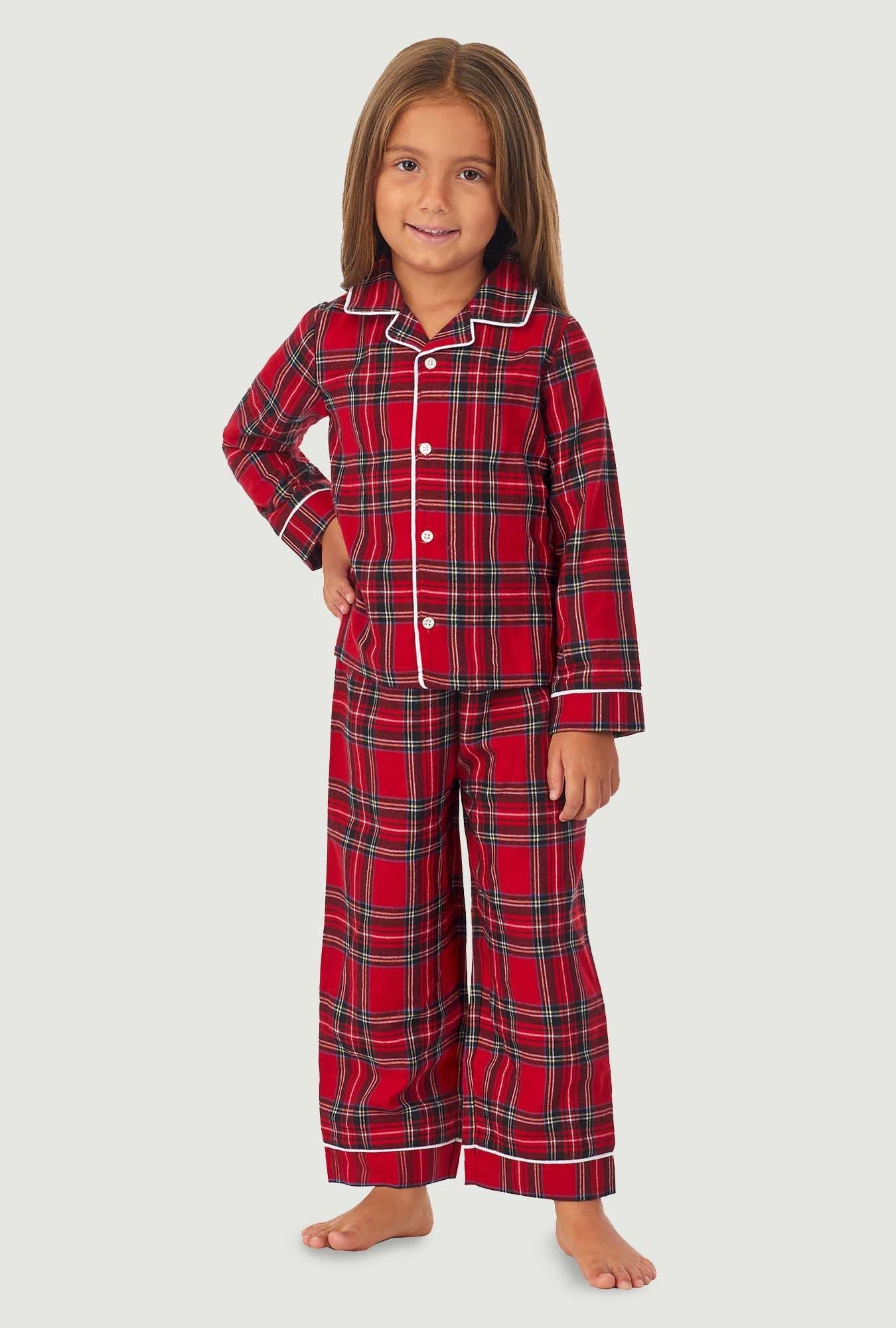 Lanz of Salzburg Kid's Unisex Toddler & Kids Red Tartan Pajama Set