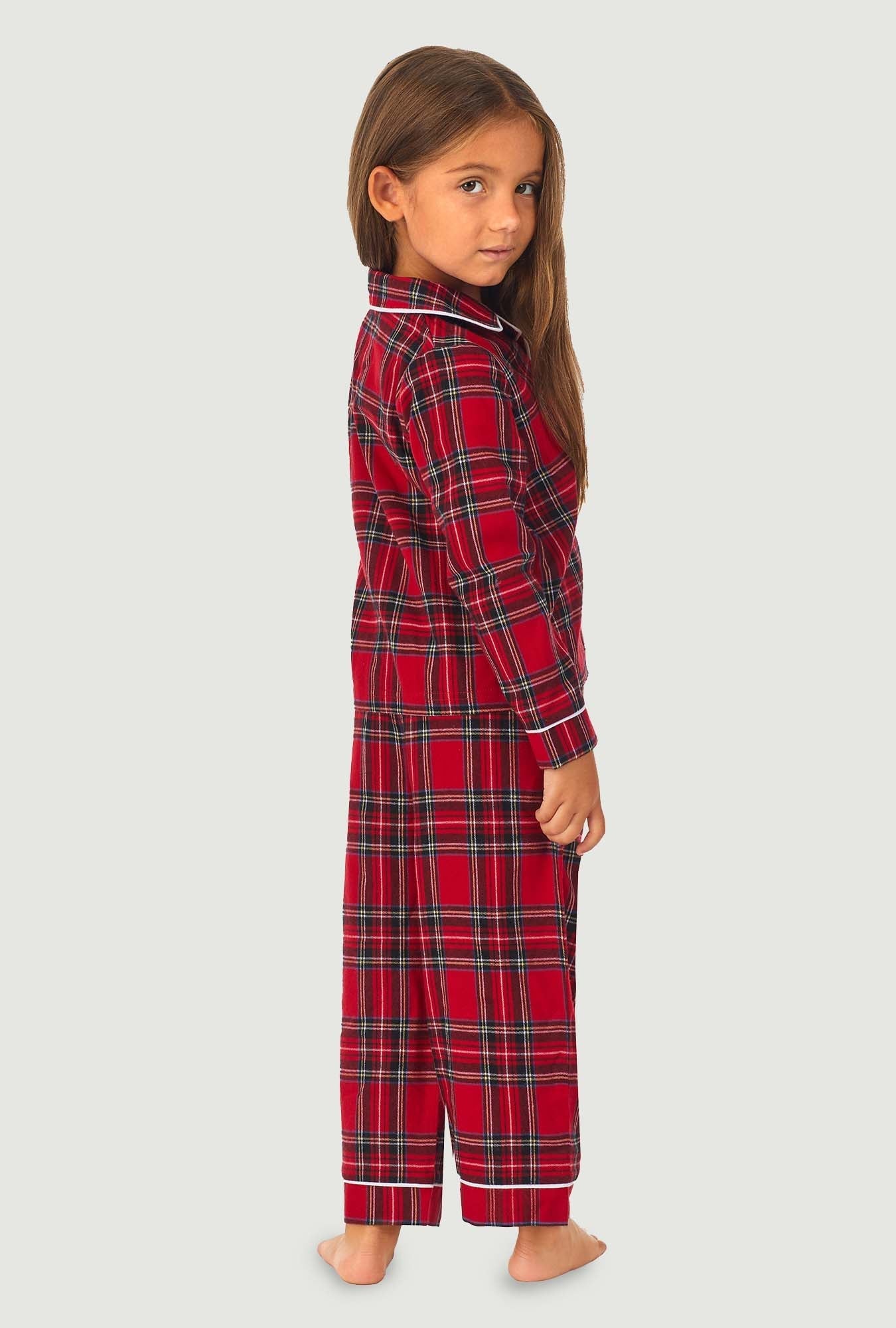 Lanz of Salzburg Kid's Unisex Toddler & Kids Red Tartan Pajama Set