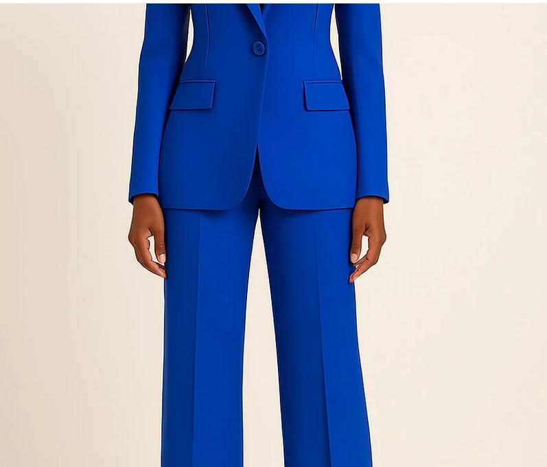 Nabalu Women’s Elegant Evening Set – Single Button Blazer and Wide Leg Pants