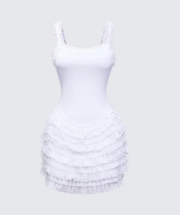 Finesse Amira Ribbed Ruffle Mini Dress
