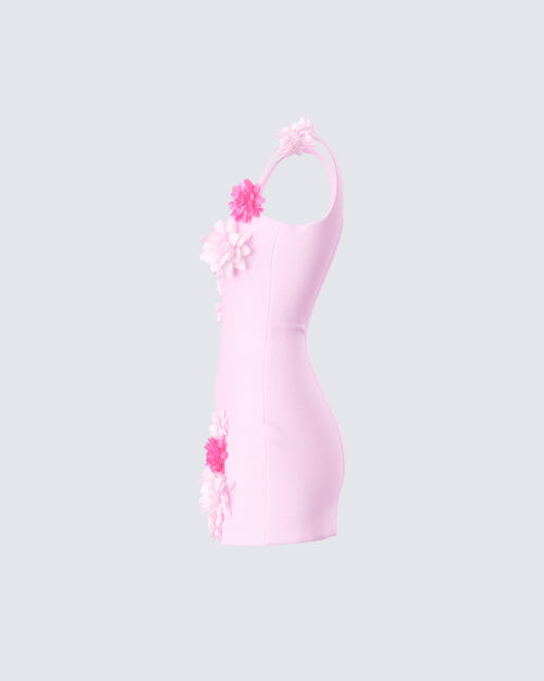 Aisling Pink Rosette Mini Dress